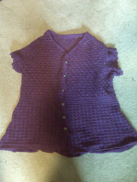 Orchid Top: a purple crocheted top featuring two shell stitch patterns.